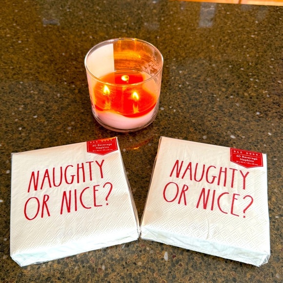 NEW SET of 2 Packs of 40 ct Rae Dunn Naughty or Nice Beverage Napkins (80 Total) - Picture 5 of 5